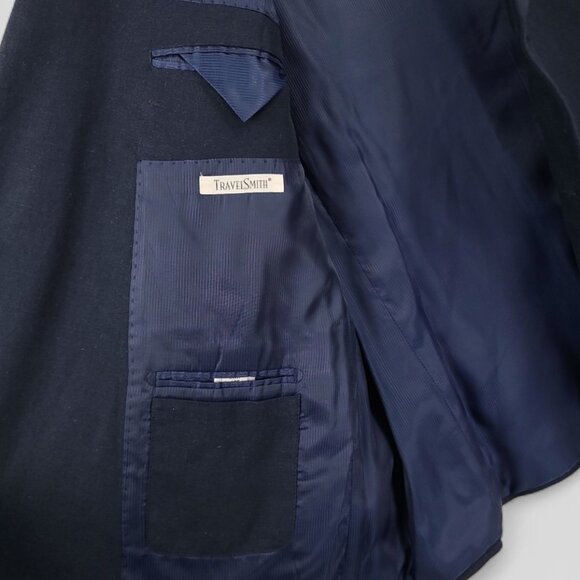 TravelSmith Men's Navy Blue 2 Button Sports Coat Blazer 48R - Picture 11 of 14